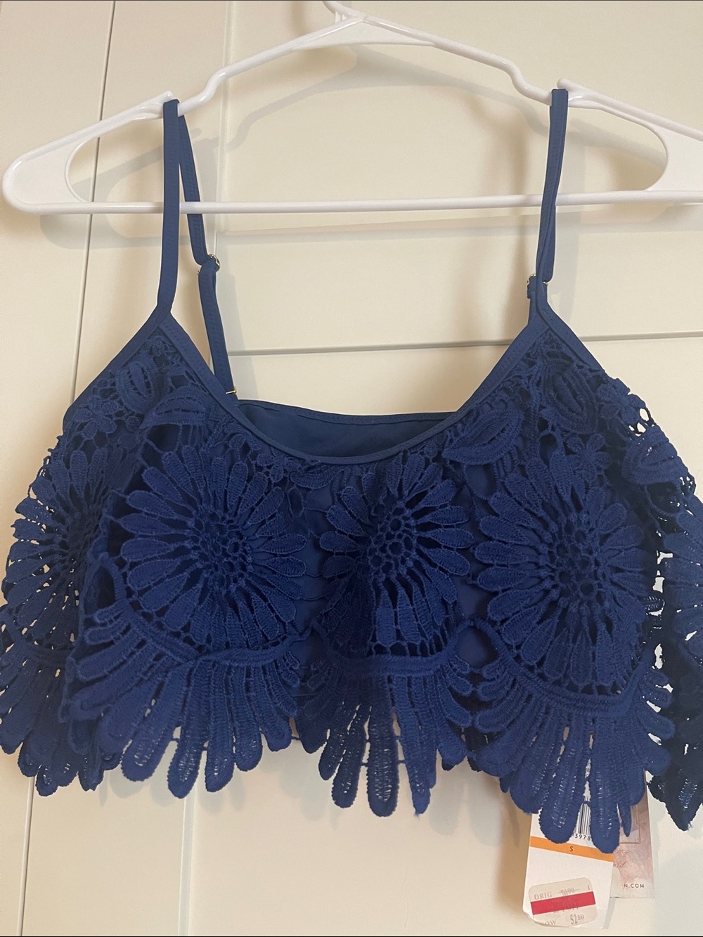 Jessica Simpson Navy Crochet Bikini Top